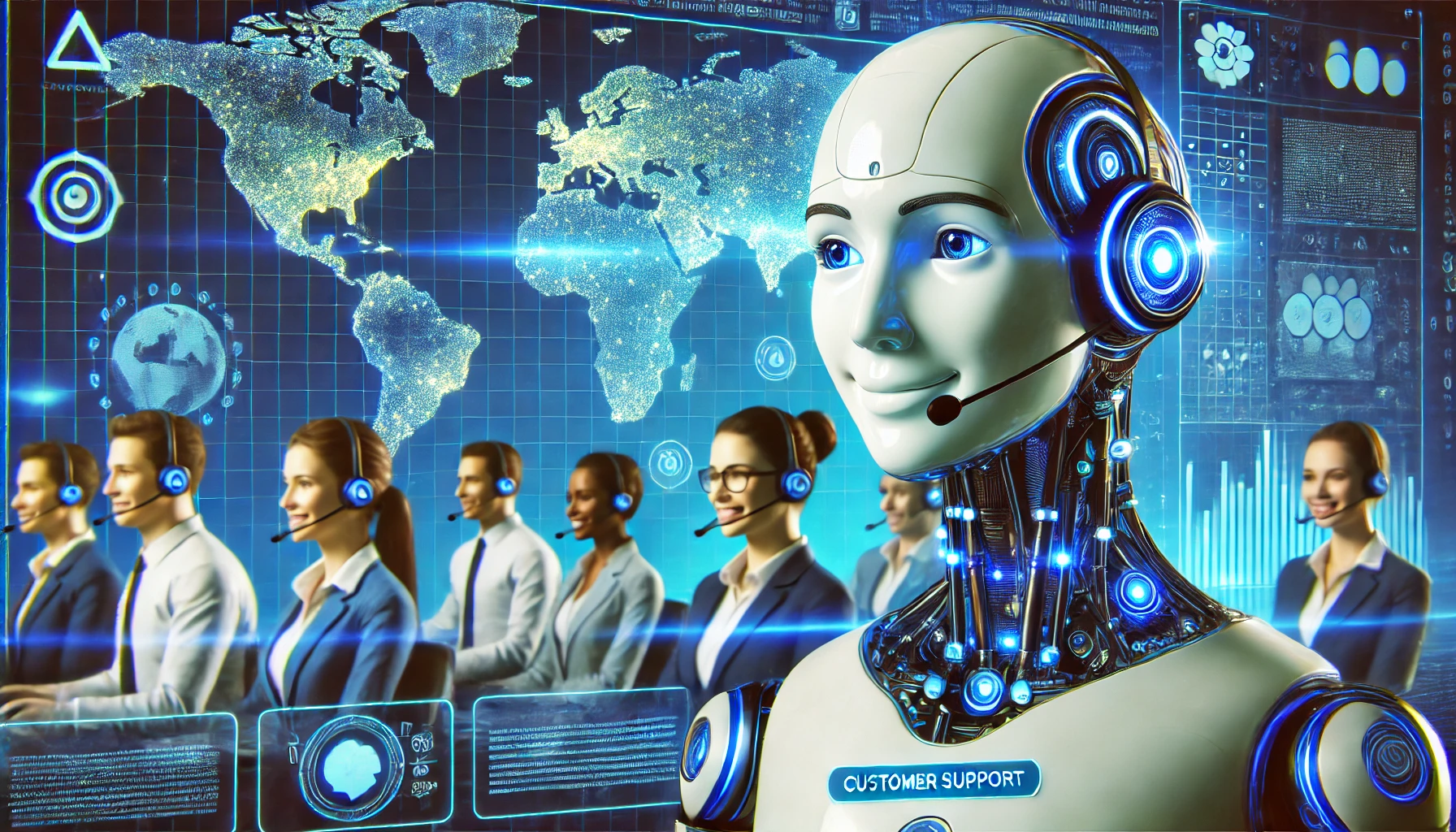 AI-powered virtual assistants providing multilingual support in a global call center
